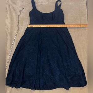 Azazie Navy Floral Lace Dress with Braided Straps